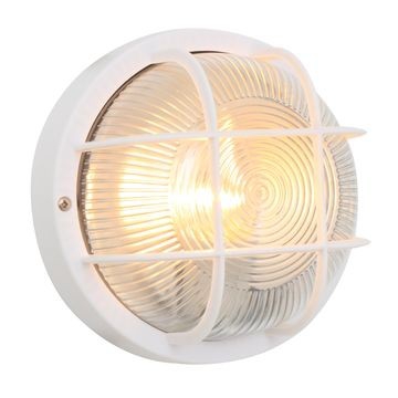 Eurolux - Bulkhead light Plastic round with grid White